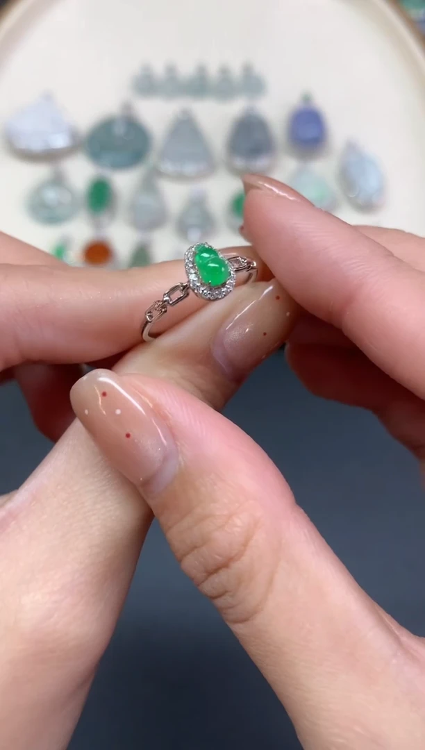 【闪购商品】翡翠戒指18K金镶嵌戒指A413|2800