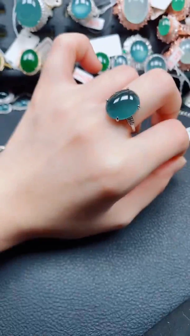银S925镶嵌戒指翡翠翡翠