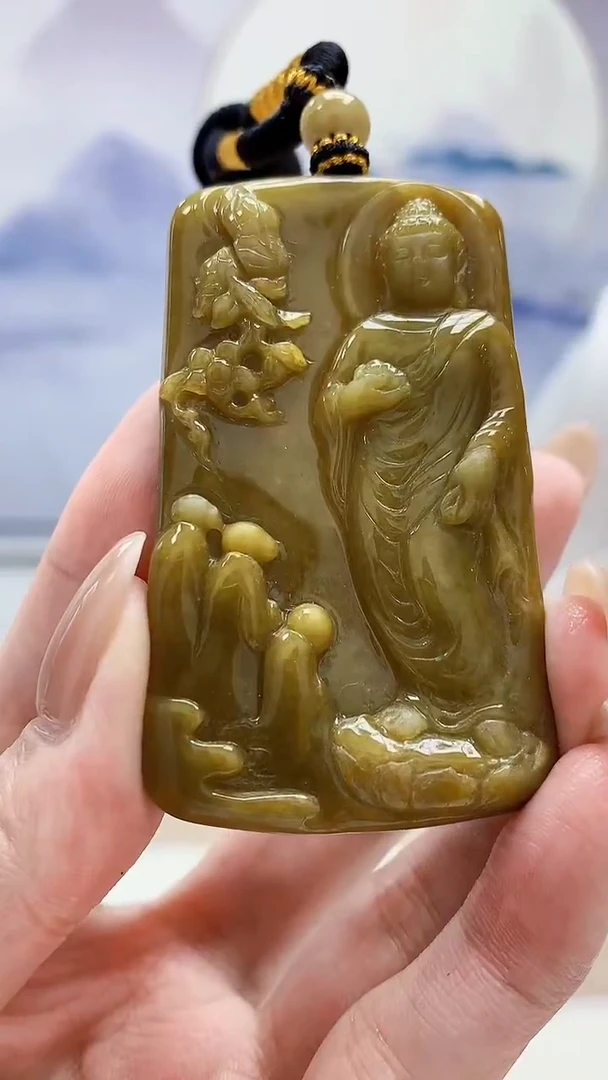 未镶嵌定制翡翠5060MM-毛货挂件52