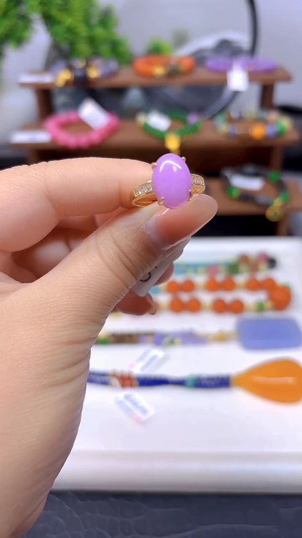 银S925镀金镶嵌戒指翡翠J112