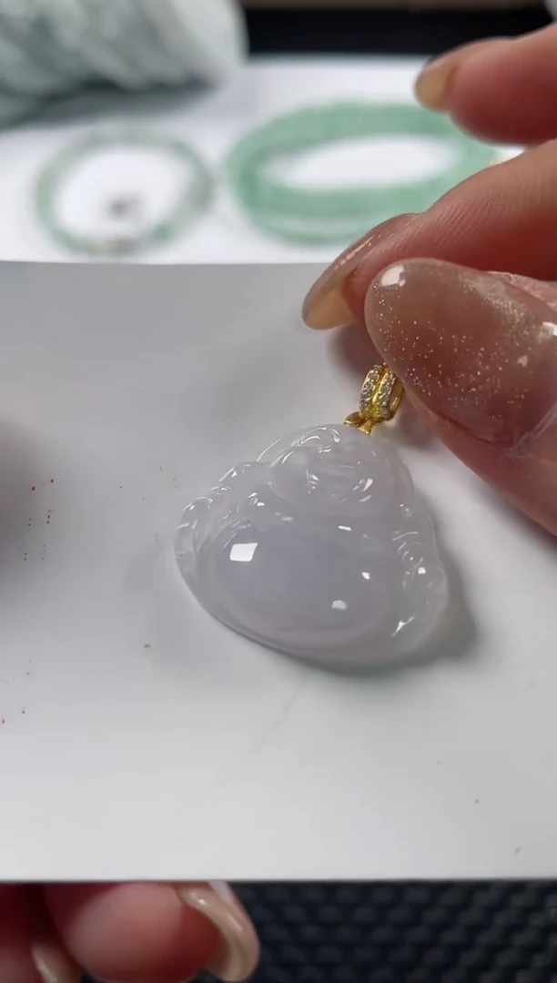 颈饰银S925镶嵌翡翠基地发货H 1585 佛公