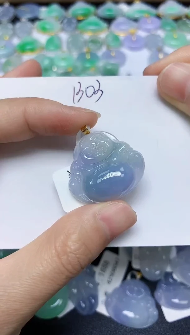 翡翠18K金镶嵌颈饰 天然缅甸翡翠A货