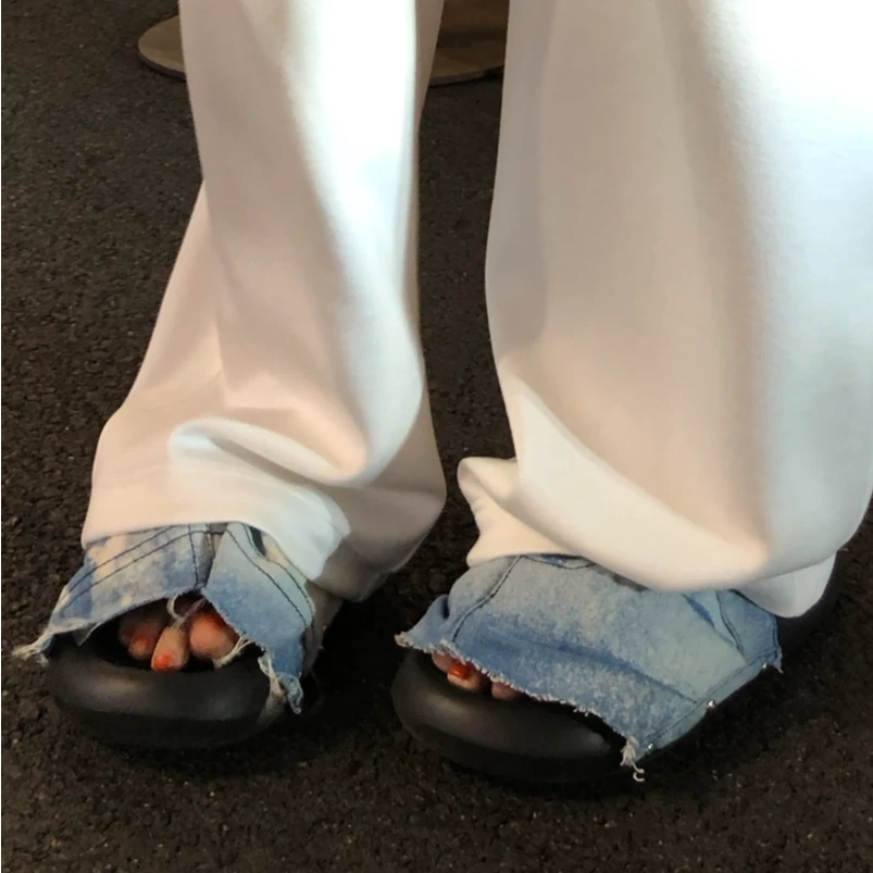 婉君【原创牛仔拖鞋】夏季时尚休闲百搭高级感一字拖LWJ25B2S1213