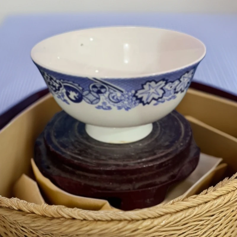 景德镇陶瓷青花古典园林5寸高脚碗