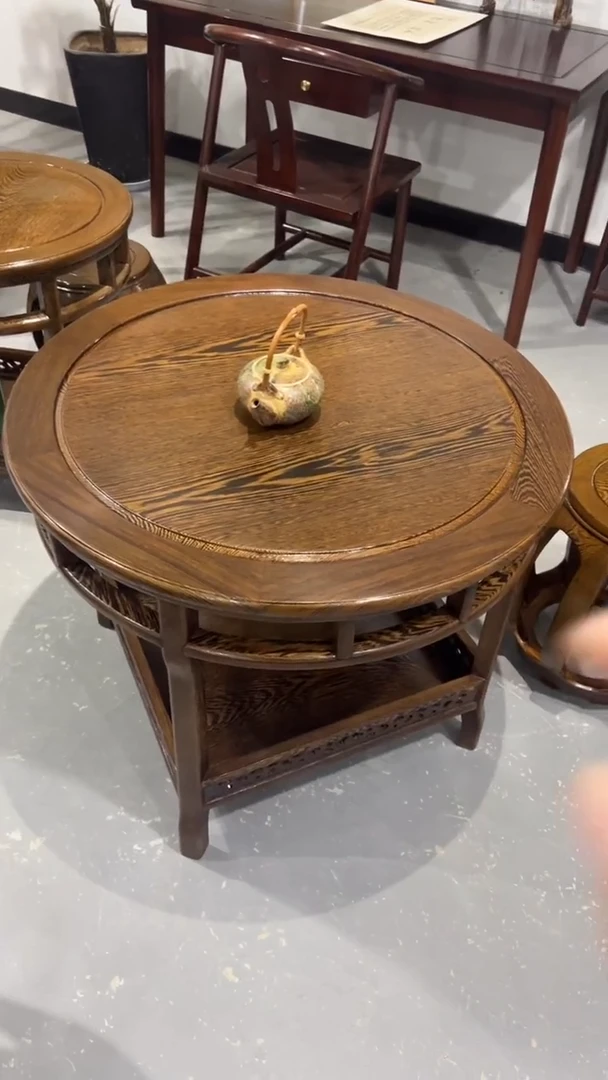 鸡翅木类端景台鸡翅木圆桌80*80*65