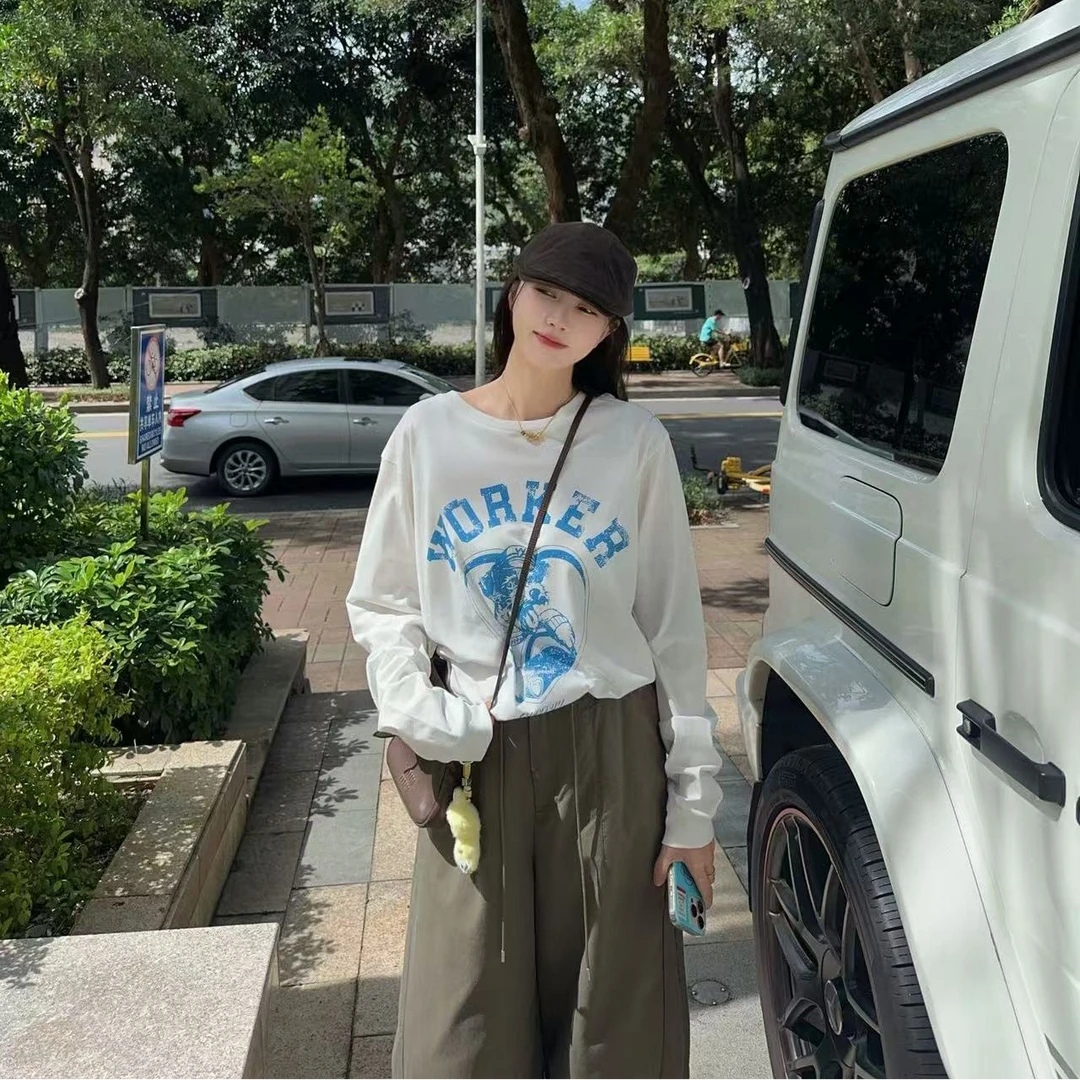开车狗狗宽松长袖T