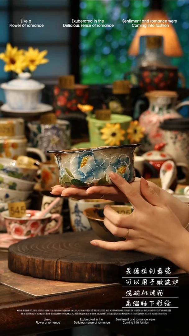 陶瓷景德镇高温釉下彩手工手绘款式