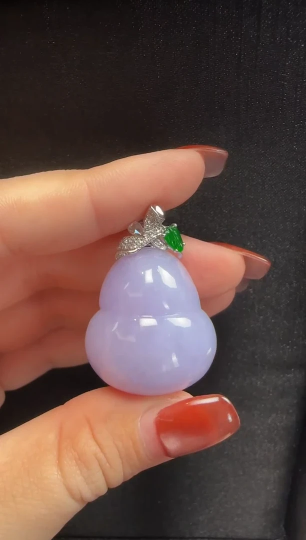 颈饰18K金镶嵌翡翠116-葫芦吊坠