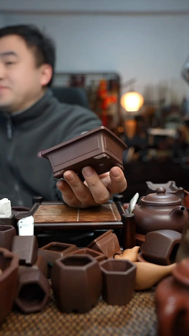 紫砂花盆長木軒精品紫砂10*8*4内口8.3*6.2*3