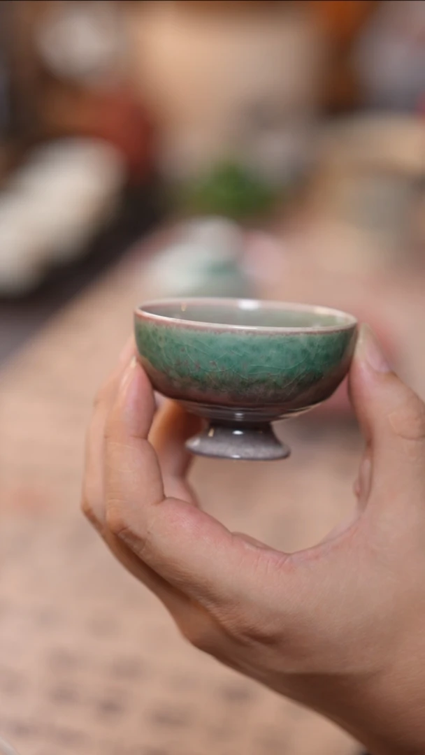 茶具窑变一人饮小高足杯