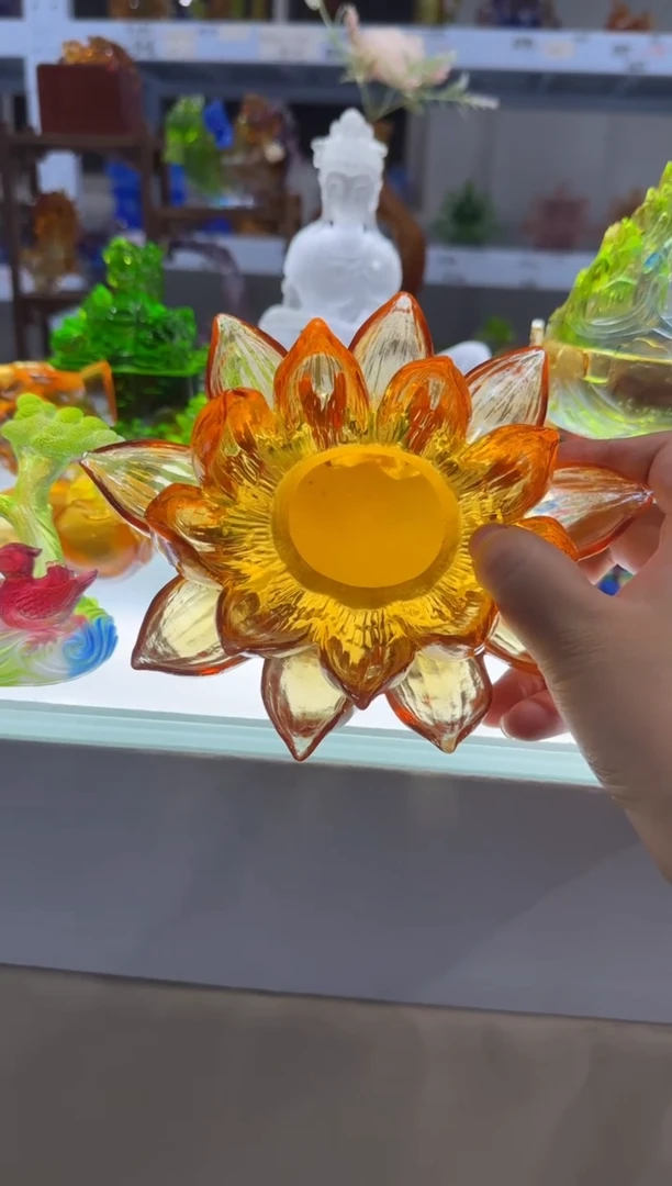 手工艺品琉璃古法琉璃  全品 大莲花底座