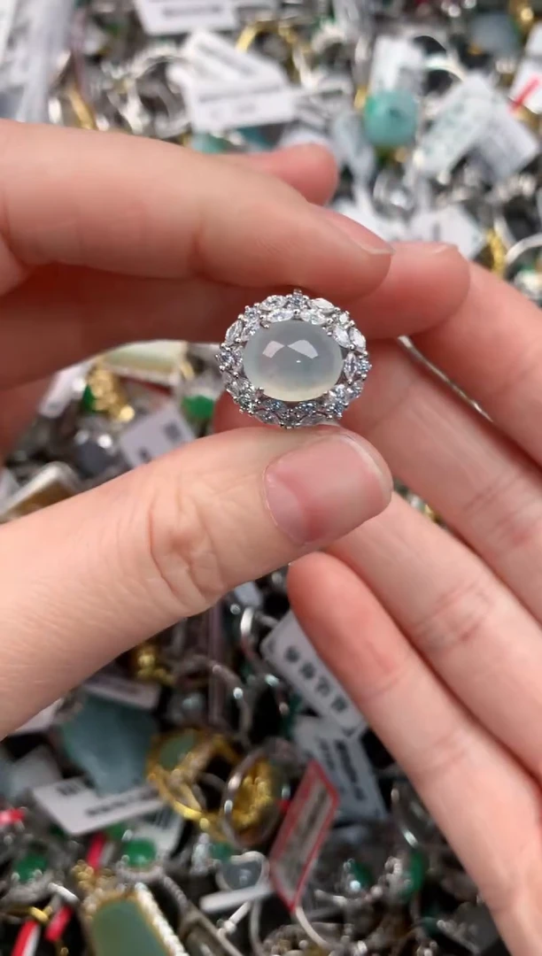 银S925镶嵌戒指翡翠333--4