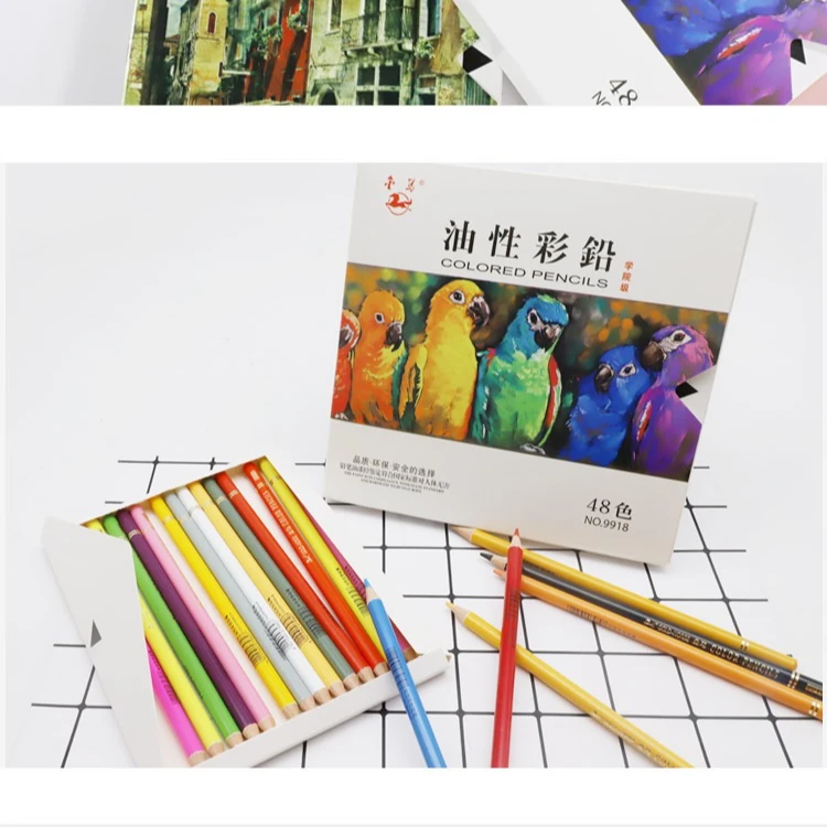 金马9918-48绘画专用彩铅水溶性儿童学生涂鸦美术生专用油性彩铅
