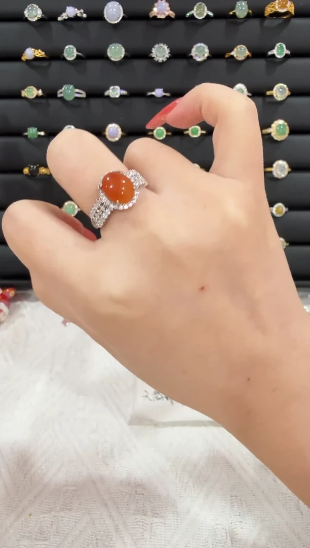 银S925镶嵌戒指翡翠424