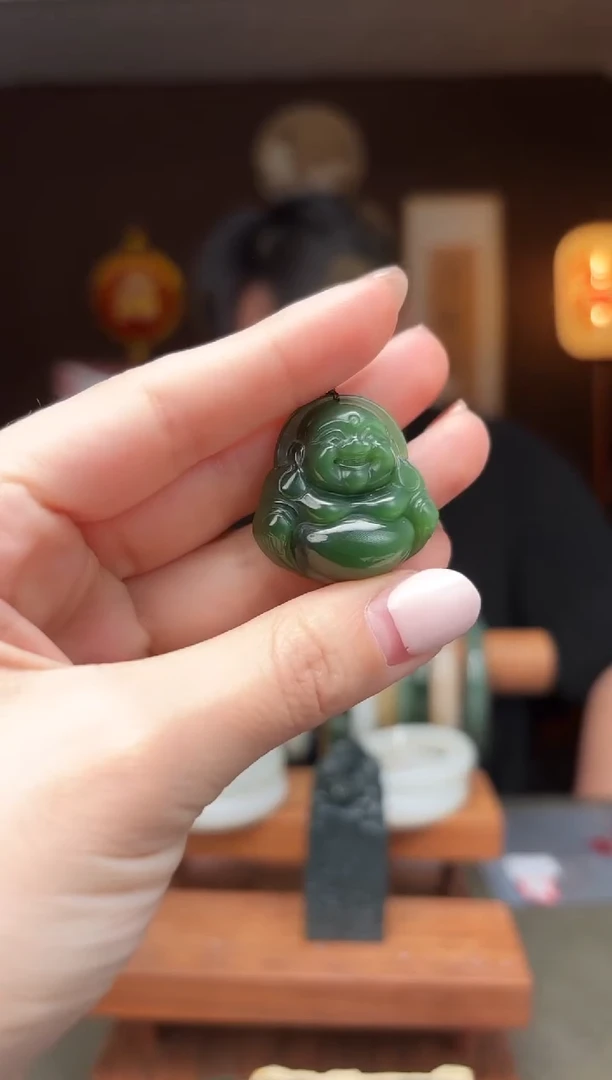 未镶嵌和田玉把件hh18-弥勒佛