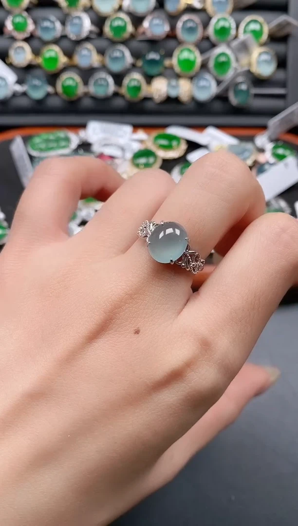 银S925镶嵌戒指翡翠111