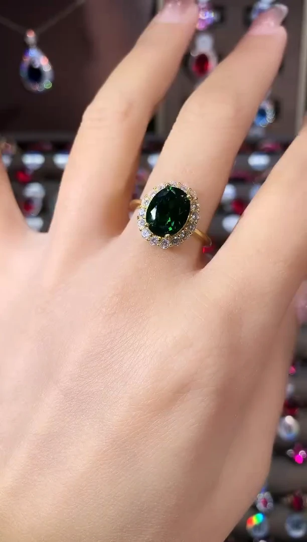 银S925镶嵌戒指碧玺810金色