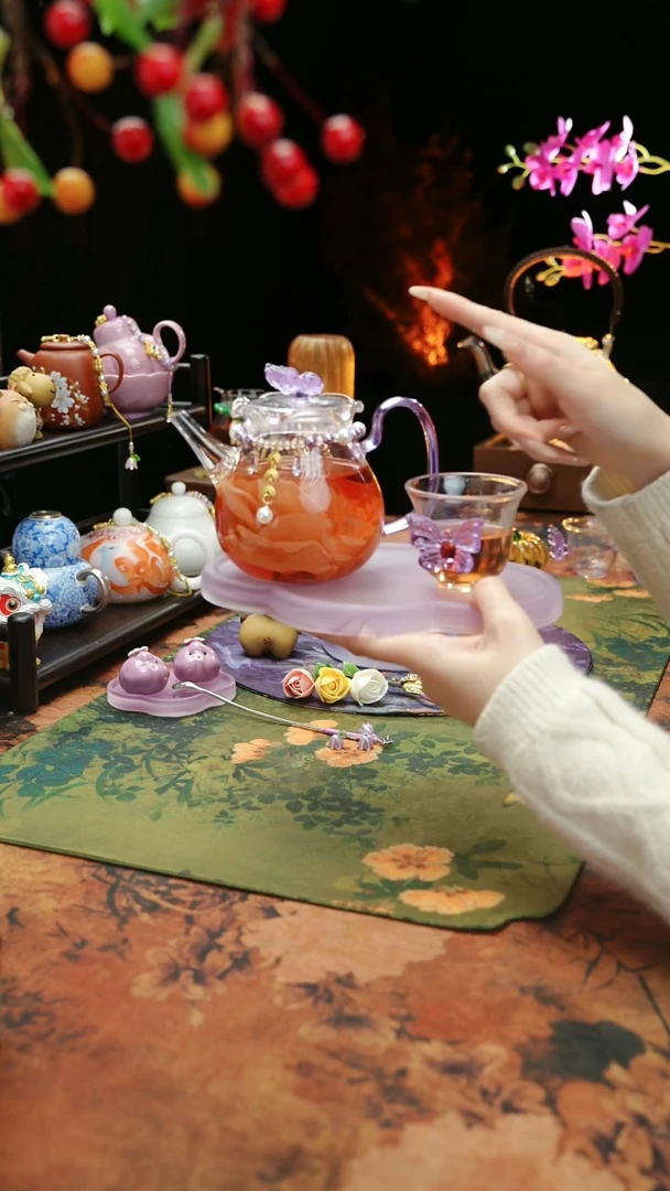 【闪购商品】紫色壶承+茶壶+链子+杯子