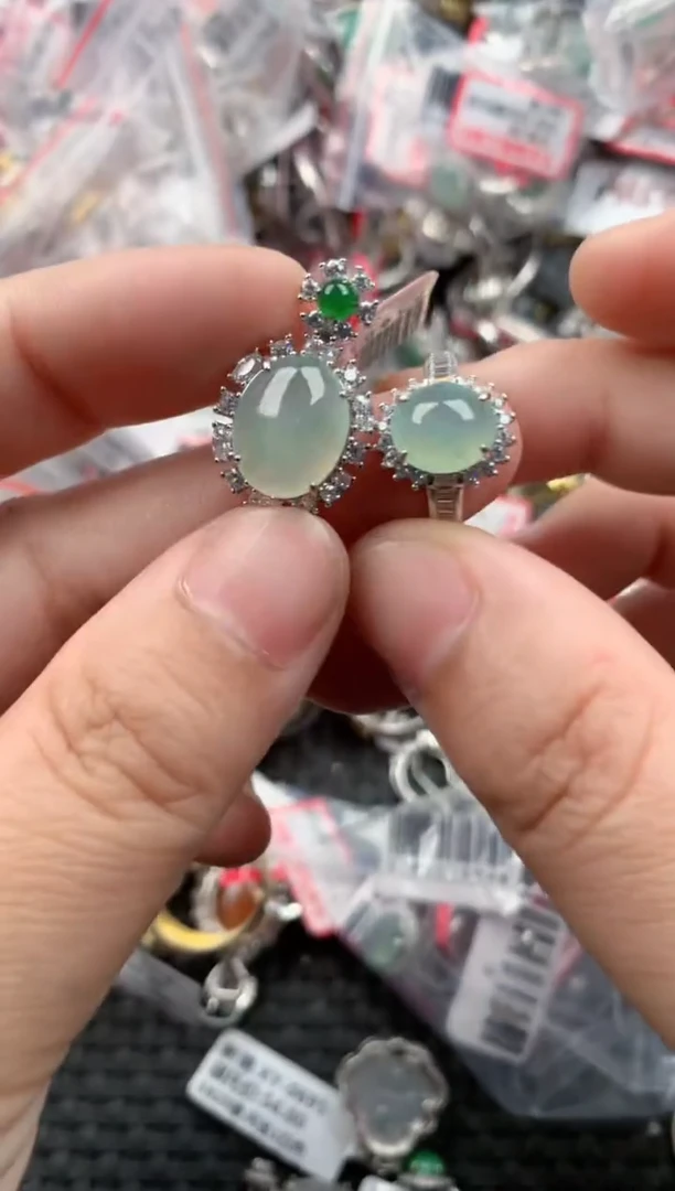 银S925镶嵌戒指翡翠111   8