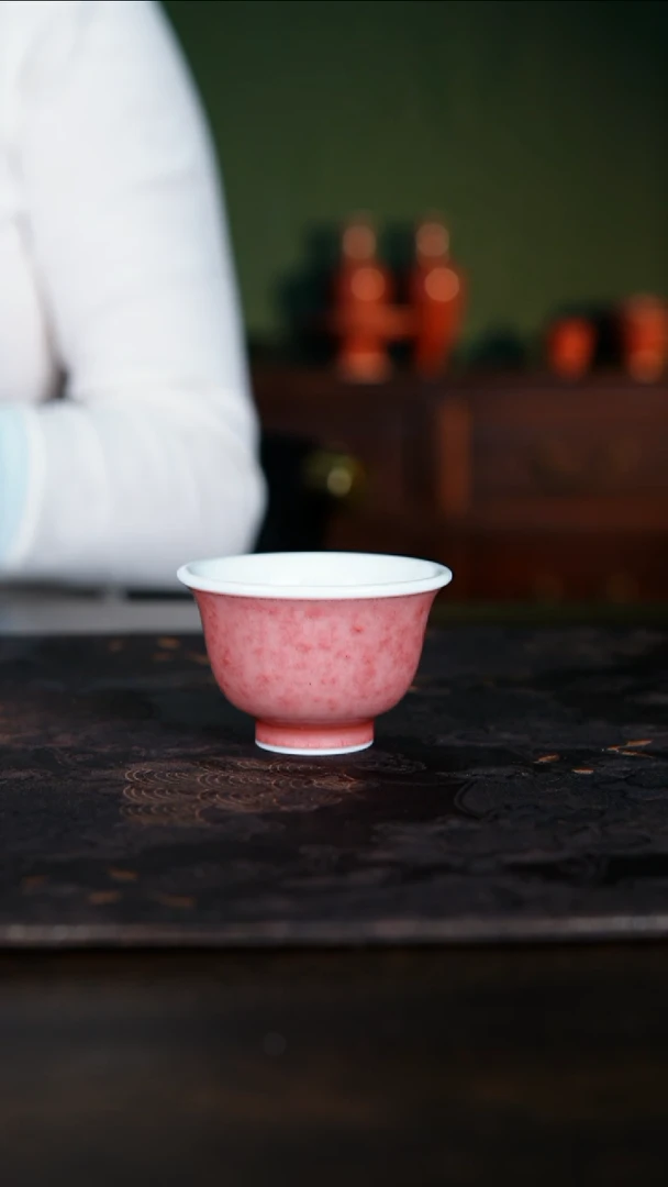 杯子白泥景德镇纯手工陶瓷豇豆红