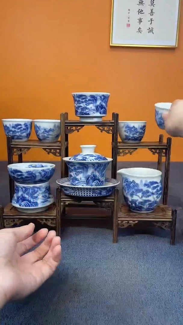 陶瓷景德镇釉下青花八件套