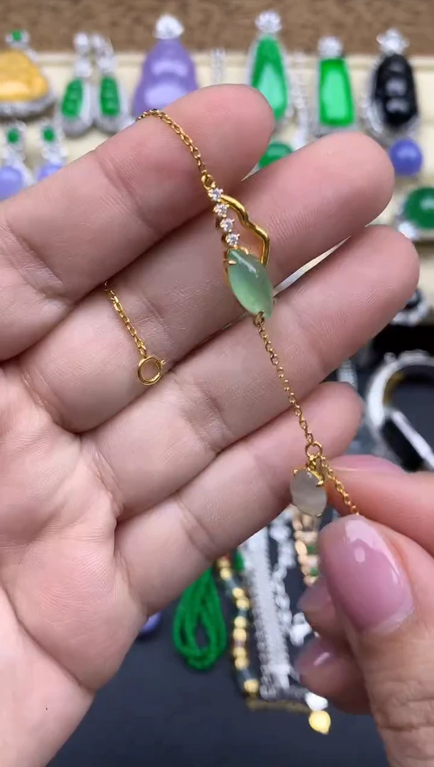 【闪购商品】翡翠手串18K金镶嵌324-中国好珍宝