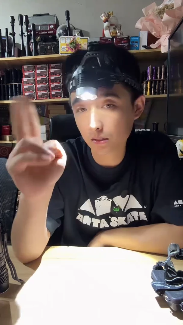 合金调焦头灯带电池带线