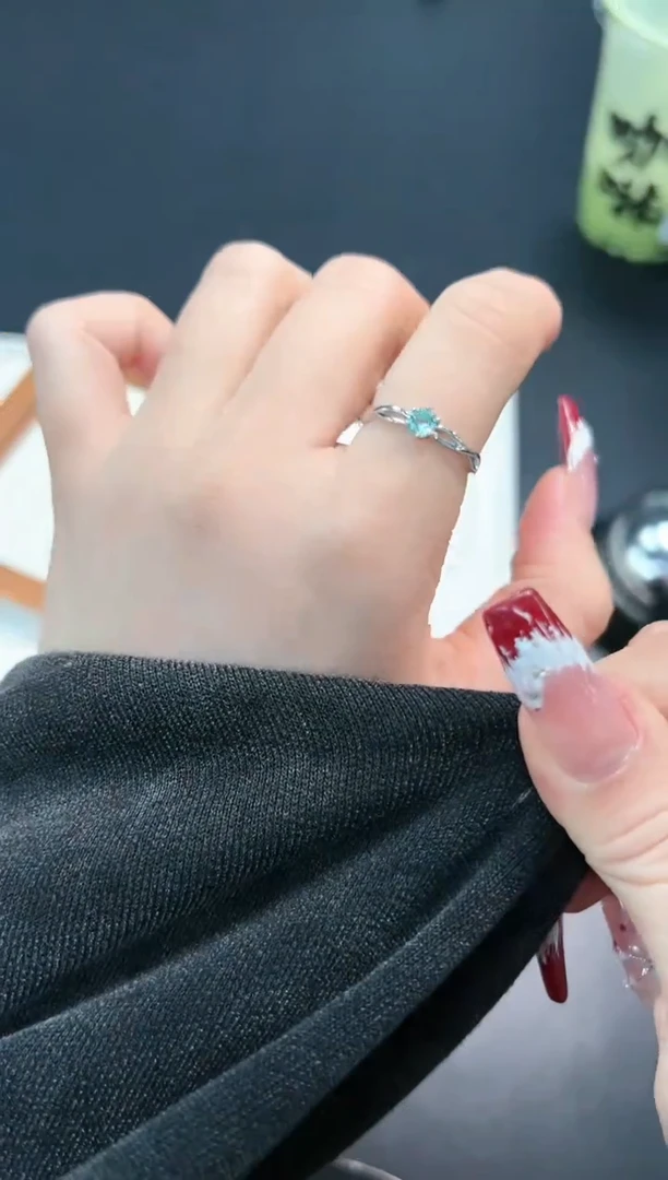 【闪购商品】磷灰石戒指银S925镶嵌10n多样性发其一/1个