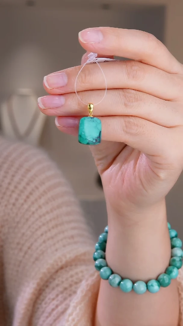 18K金镶嵌绿松石吊坠(不含链)1