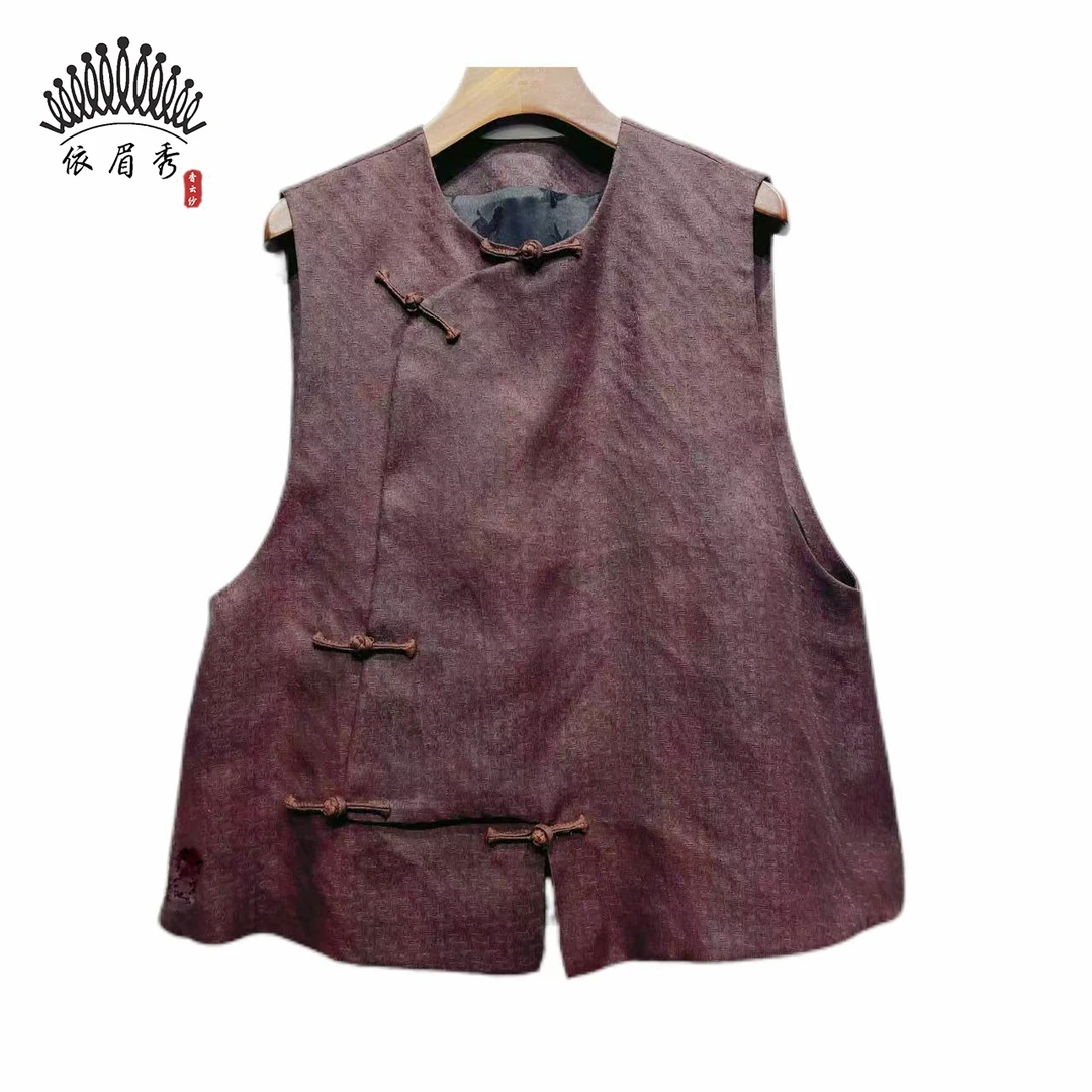 YIMEIXIU/依眉秀红云纱四经罗圆领马甲62977