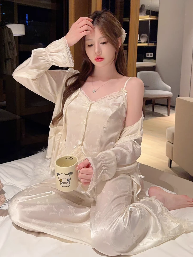 四号【201-250】西米秋季长袖长裤睡衣家居服套装韩版女显瘦宽松Dd