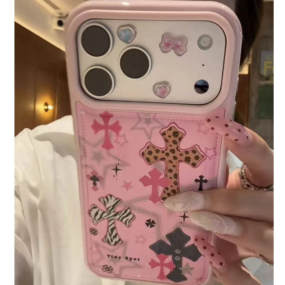 豹纹十字架适用苹果17手机壳13/14ProMax卡通iPhone16/INS风17P