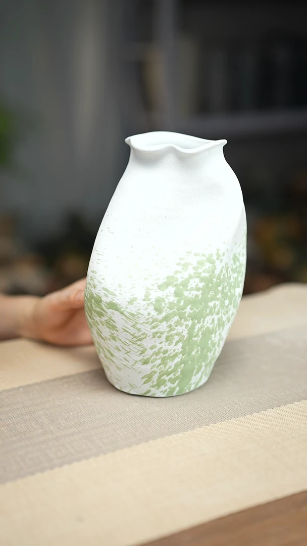 花器陶瓷花瓶绿云漫影05