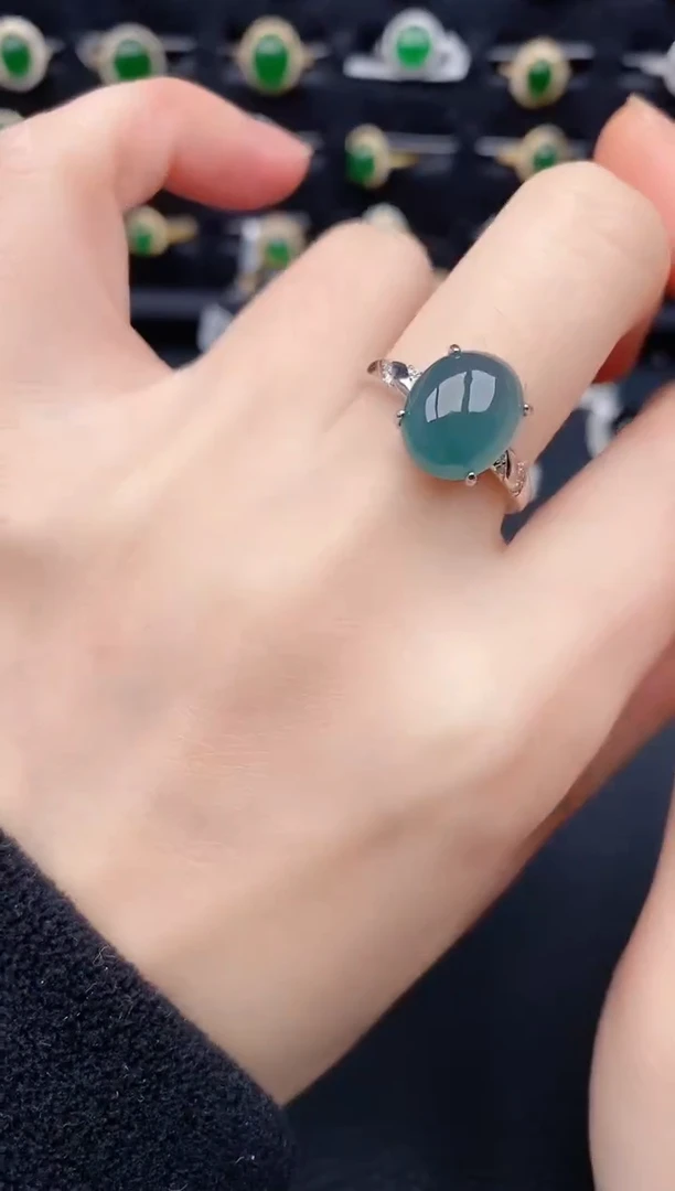 银S925镶嵌戒指翡翠天然a货翡翠21