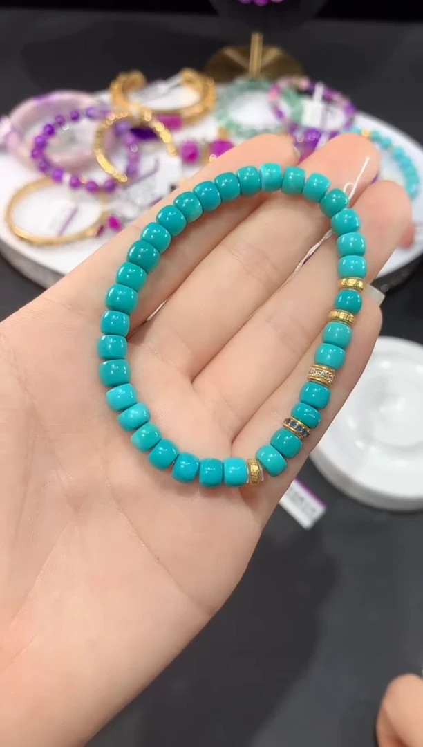 绿松石18K金镶嵌.手串