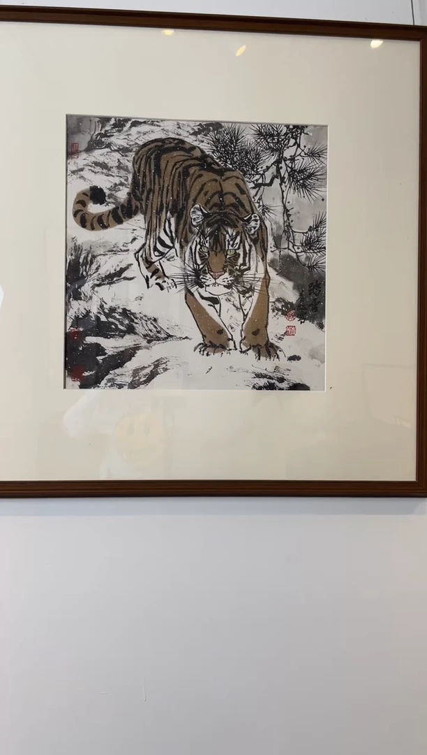 书法闲**步WX顾老师 踏雪 画芯33*33cm 外框61*61cm