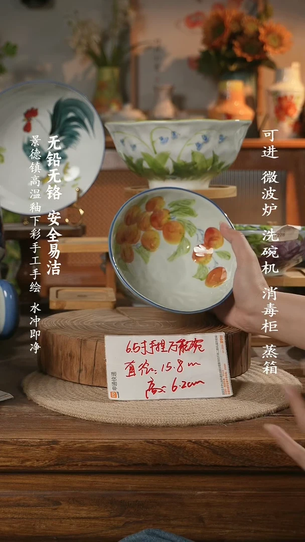 瓷景德镇高温瓷釉下彩手绘陶瓷万能