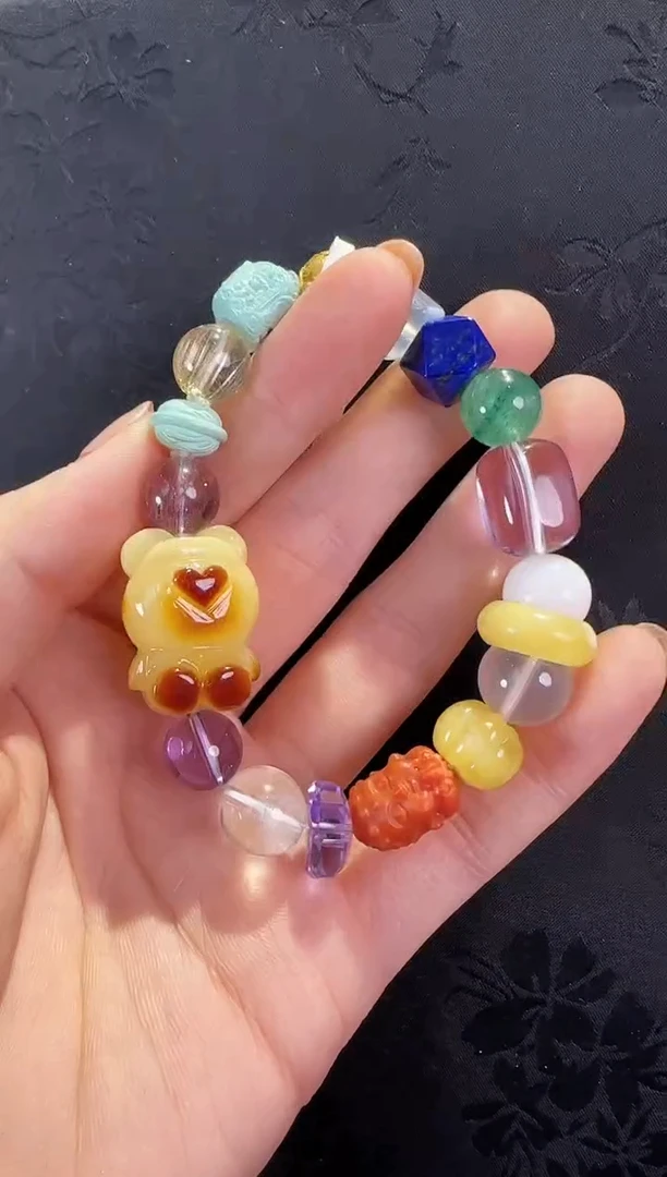未镶嵌手串水晶小熊