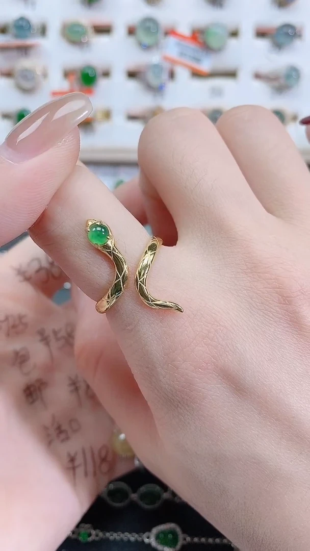 银S925镶嵌戒指翡翠天然翡翠