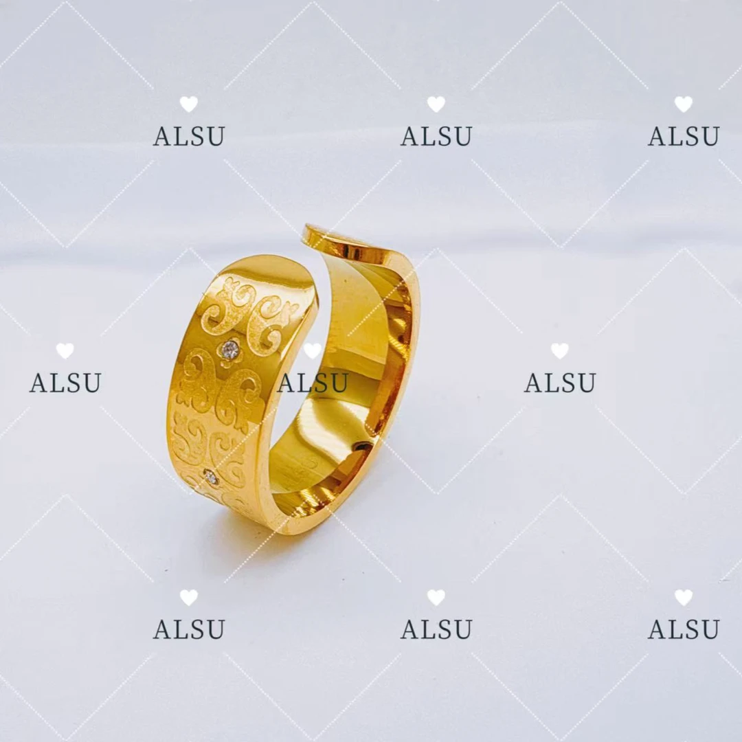 合金锆石戒指 ALSU原创经典民族风光面戒指时尚百搭简约素款