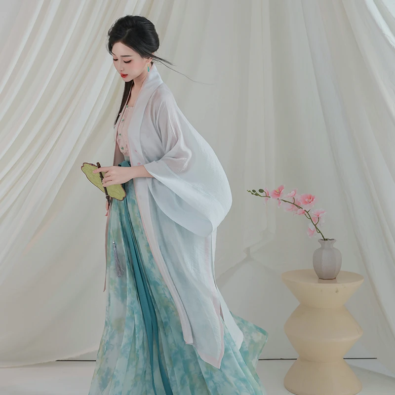 拟梦【荷花娇】原创宋制汉长干寺百迭裙日常通勤清新清冷风春夏钉珠