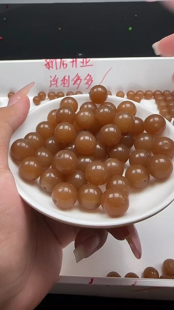 未镶嵌和田玉珠宝半成品糖玉N294卡12MM散珠10颗（赠弹力线）