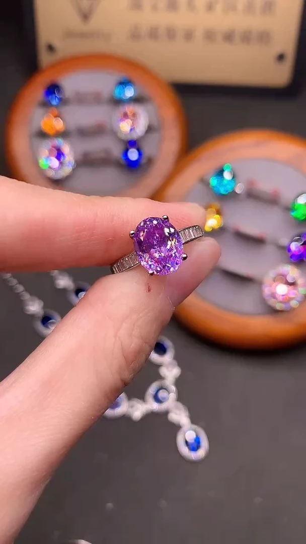 银S925镶嵌戒指紫色碧玺...