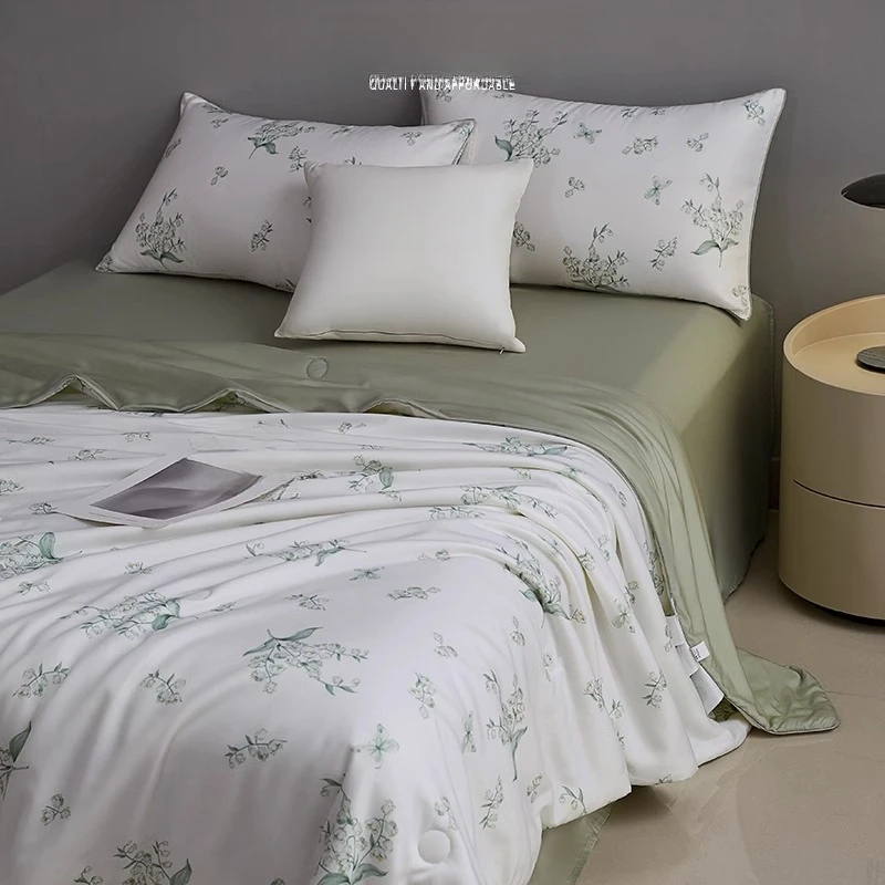 夏天丝滑夏凉被a类母婴级薄款印花可机洗2025新款凉感冰丝空调被