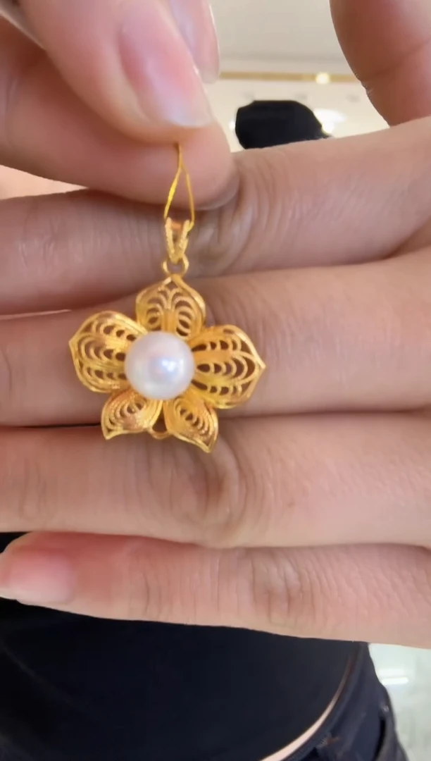 【闪购商品】淡水珍珠w18K金镶嵌吊坠