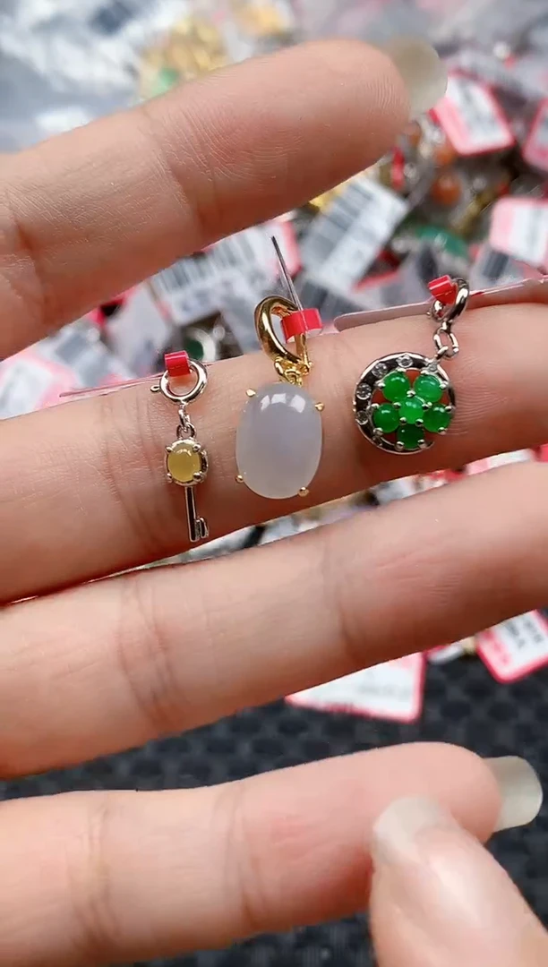 银S925镶嵌戒指翡翠天然A货缅甸翡翠