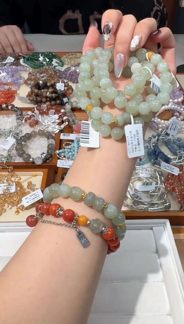 【闪购商品】和田玉手串未镶嵌D199和田玉并蒂莲设计款