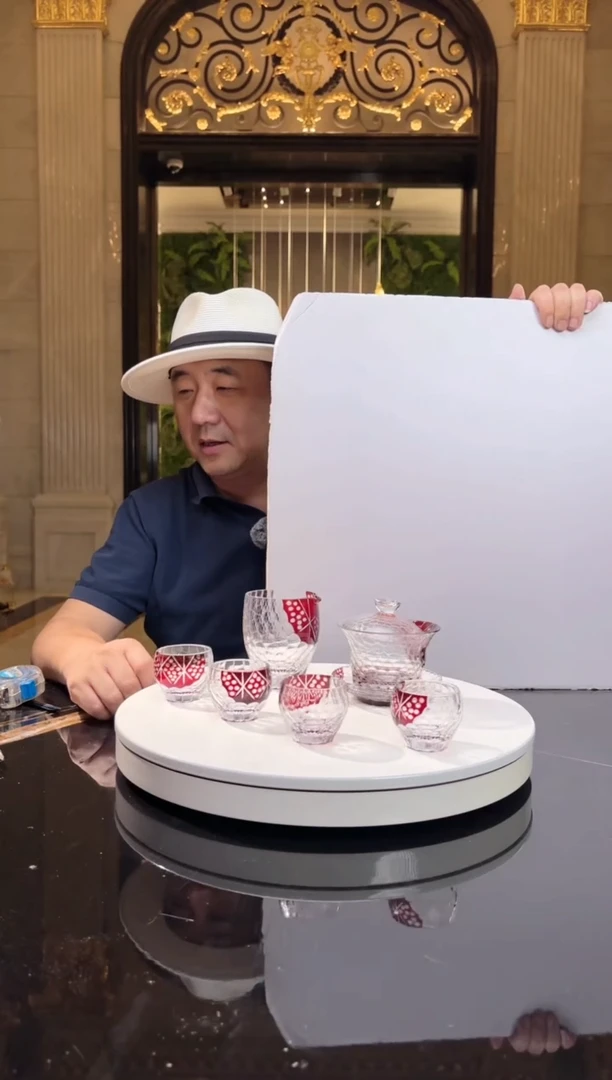 琉璃手工艺品AJ1216007红色茶具杯子一套