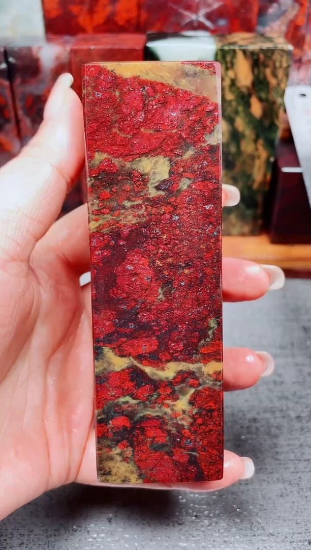 玉桂林鸡血玉素章10 3.8*3.8