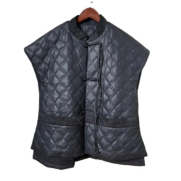 【佳佳】173~1新民族风时尚PU拼接加棉马甲气质百搭网红短款休闲